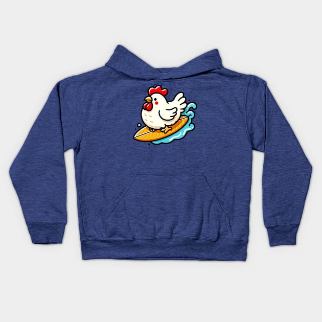 Surfing chicken Kids Hoodie by Japanese Fever